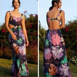 Anthropologie Maeve Maxi Dress Floral Hawaiian Size Large